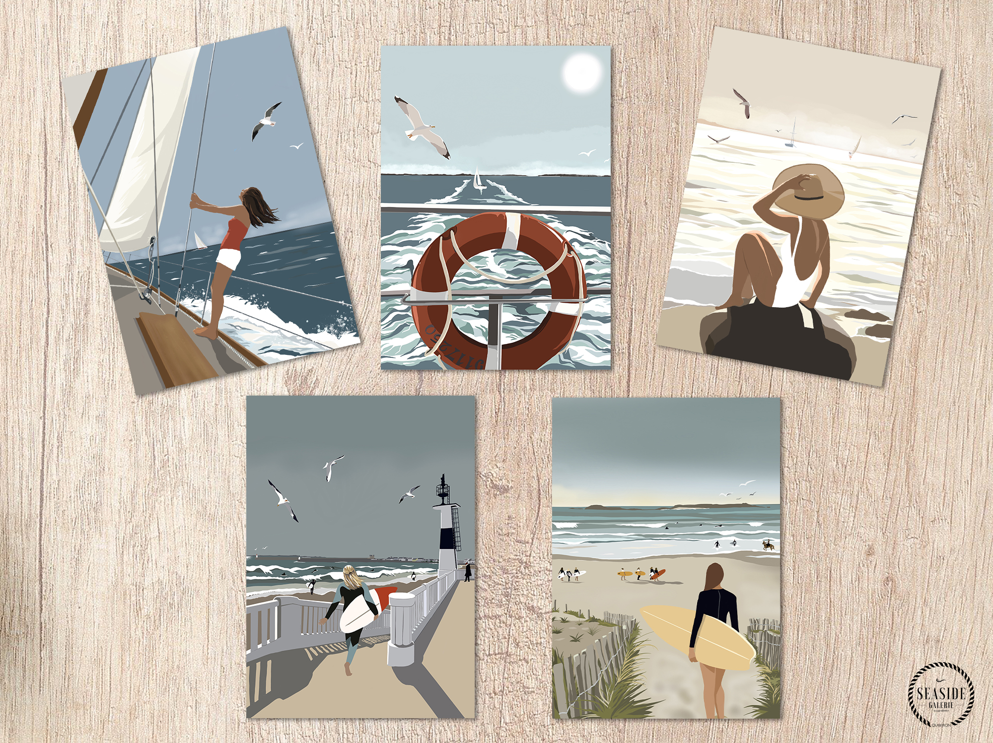 lot cartes postales bretagne surf mer ocean plage france